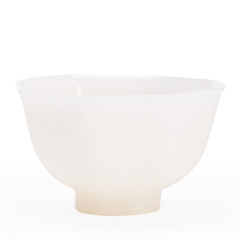 Handcrafted Dehua Ice Mutton Fat Jade Octagonal Thin-Body Master Teacup - 80ml Gongfu Teacup