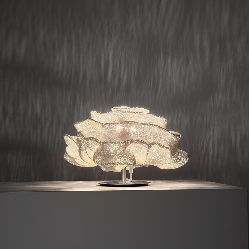 Organic layered sculptural table lamp version on pedestal base
