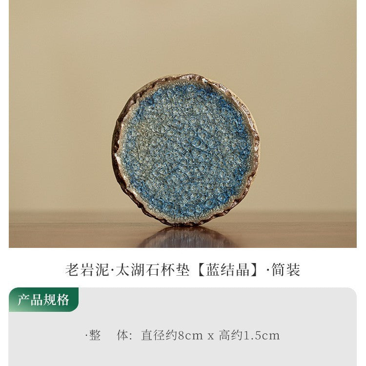 Handcrafted Scholar Taihu Stone Ceramic Teacup Coaster & Teaware Tray - 12cm Teaware Accessories