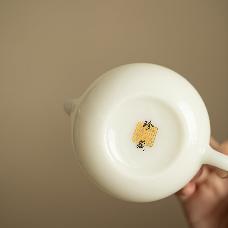 Handcrafted Dehua Ice-Grade Mutton Fat Jade White Porcelain Xishi Teapot with Built-in Ball Filter - 200ml Gongfu Tea Pot