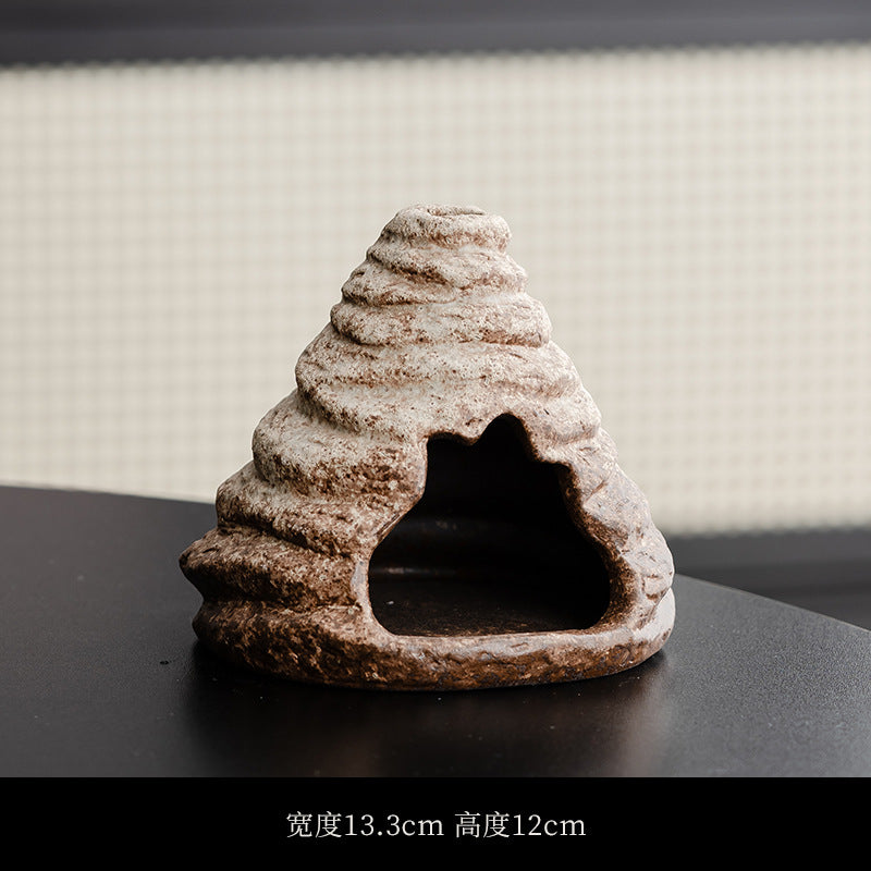 Layered peak ceramic Palo Santo and sage burner 13.3 cm wide by 12 cm high