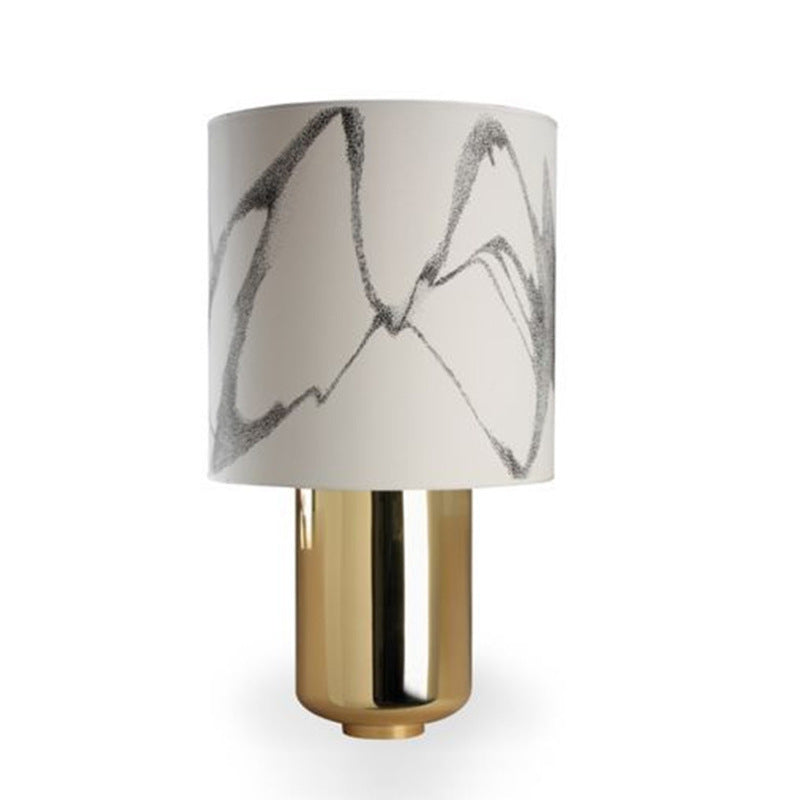 Black and white gradient fabric shade bedside lamp front view