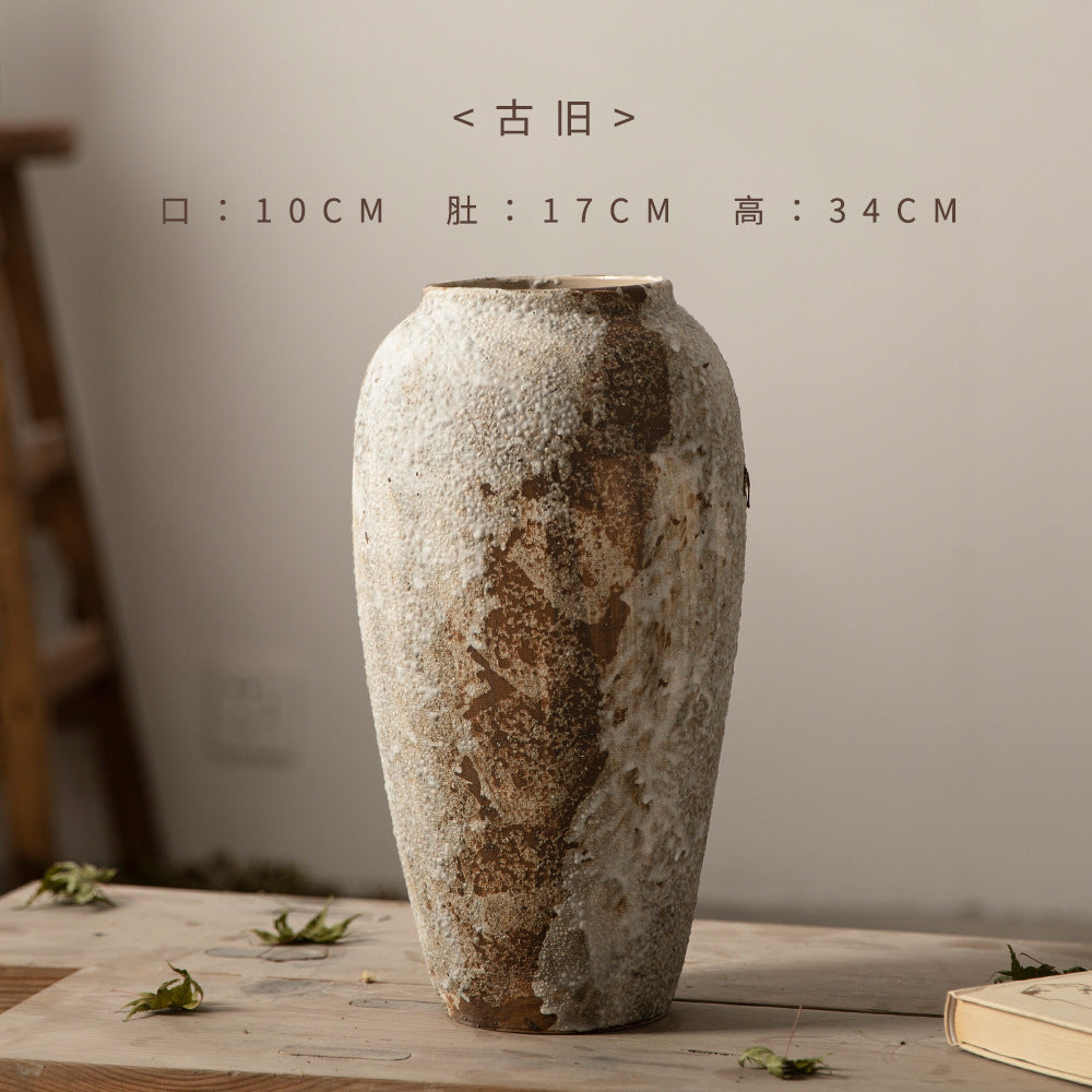 Large weathered ceramic vase 34 cm high