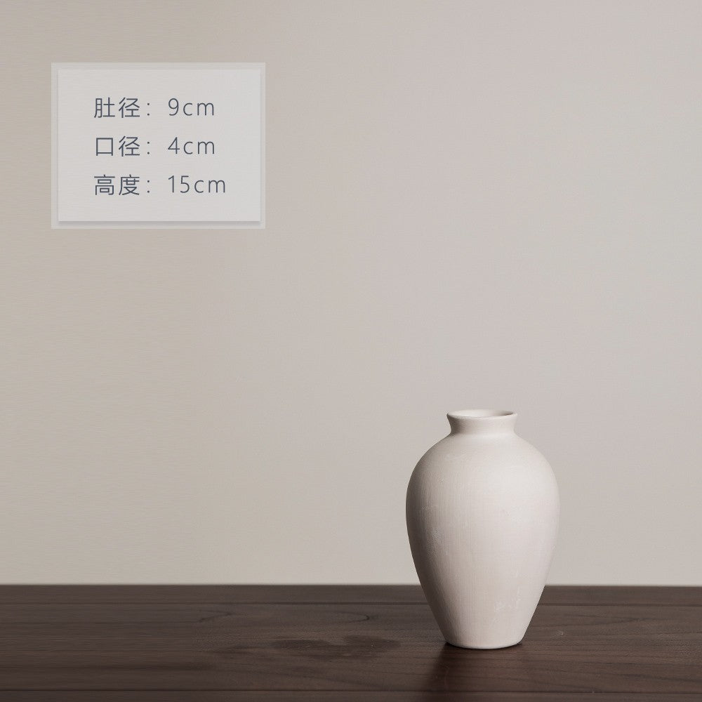 Matte ivory meiping-profile mini ceramic vase, 15 cm high