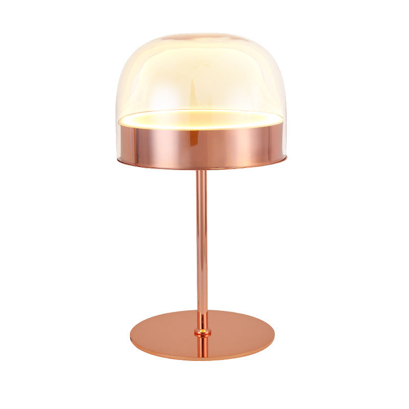 Rose gold glass dome table lamp 24cm wide by 46cm high
