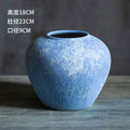 Small sky-blue snow-texture ceramic vase 18 cm high