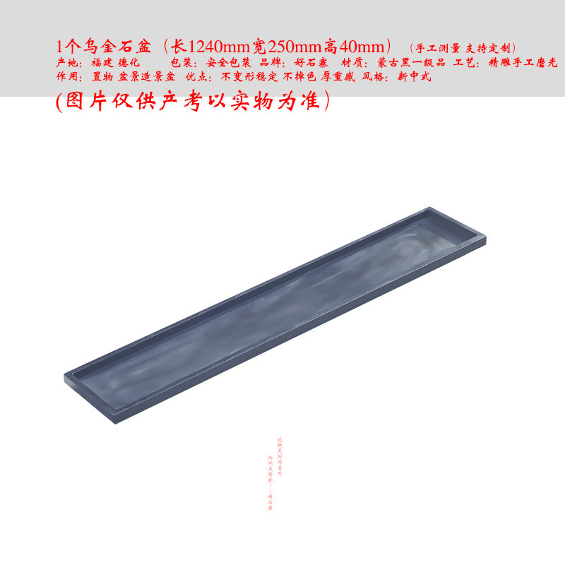 Extra long black stone bonsai tray for New Chinese micro landscape