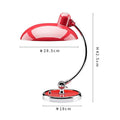 Red Bauhaus curved arm desk lamp dimensions