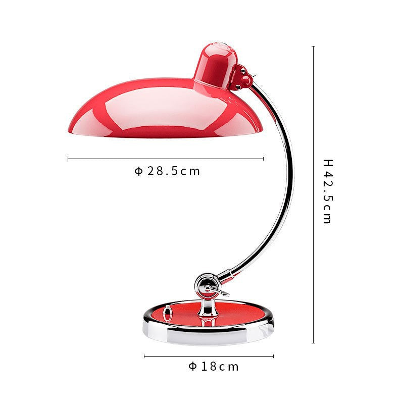 Red Bauhaus curved arm desk lamp dimensions