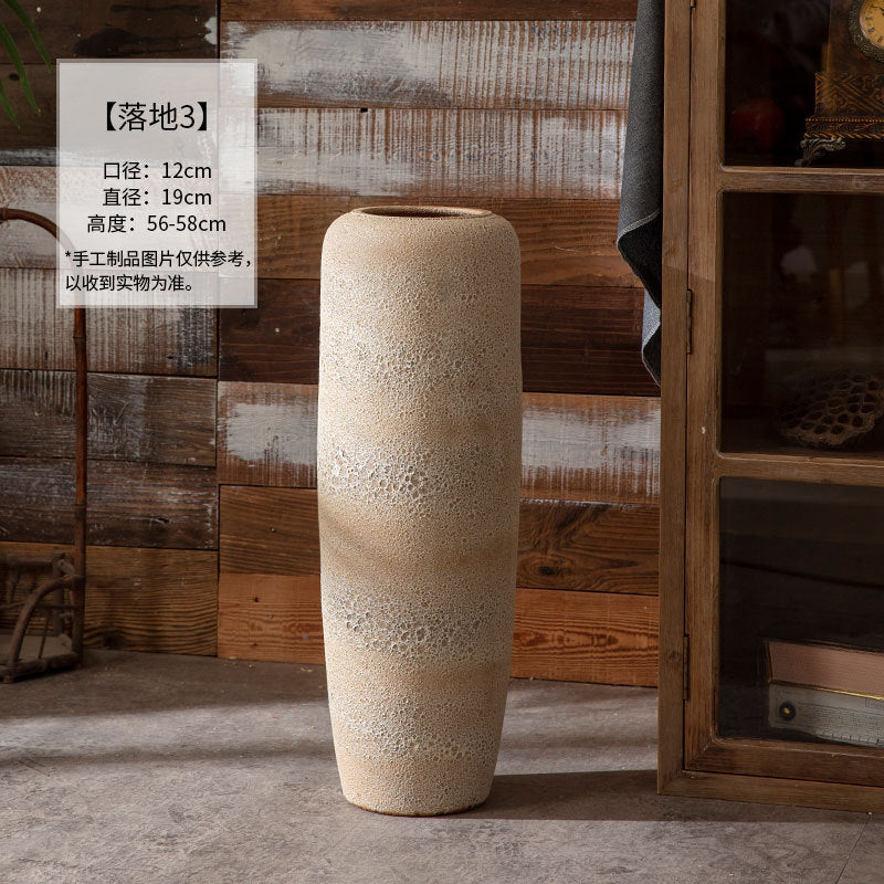 Slim beige sand-texture floor vase 56 to 58 cm high