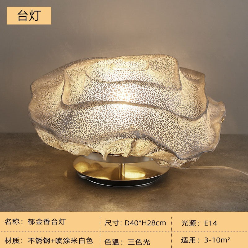Organic layered table lamp dimensions and warm ambient glow