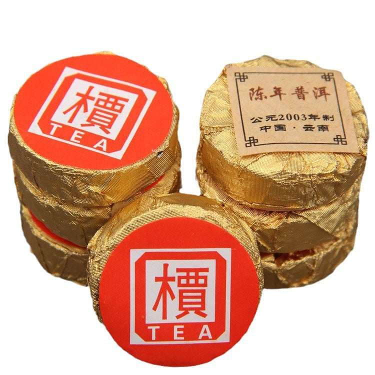 2003 Yunnan aged ripe Pu-erh mini tuocha compressed tea display 陈年普洱