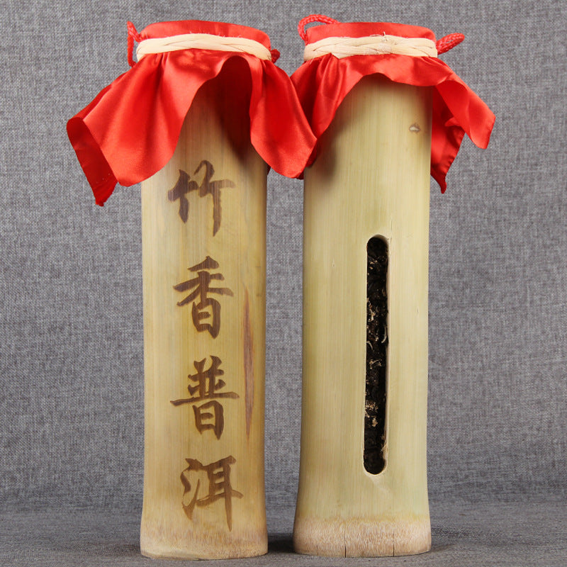 2017 bamboo tube shou Pu-erh dry tea detail