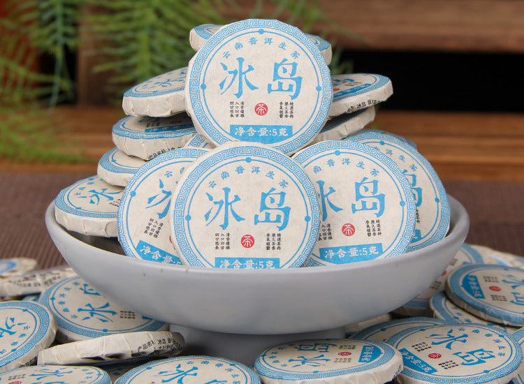 2023 Blue Xiaobingdao raw Pu-erh mini tea cake product close-up