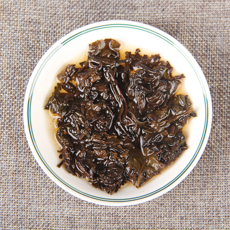 Infused leaf from 2023 Yunnan ripe Pu-erh mini tuocha