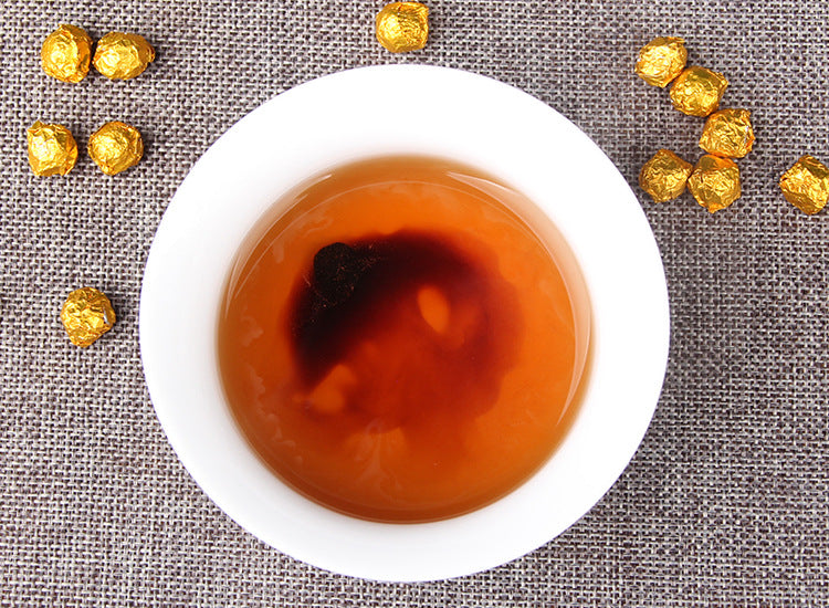 Sticky Rice Aroma Ripe Pu-erh Tea Paste red tin and gold pellets 糯香熟茶膏