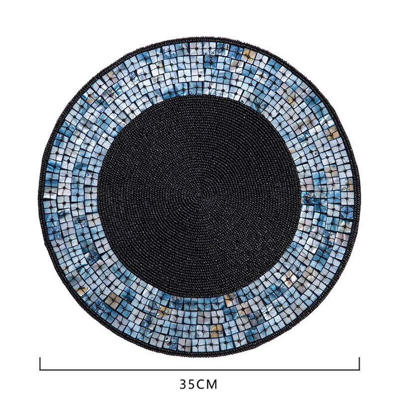 35 cm round handmade shell mosaic placemat for luxury table styling