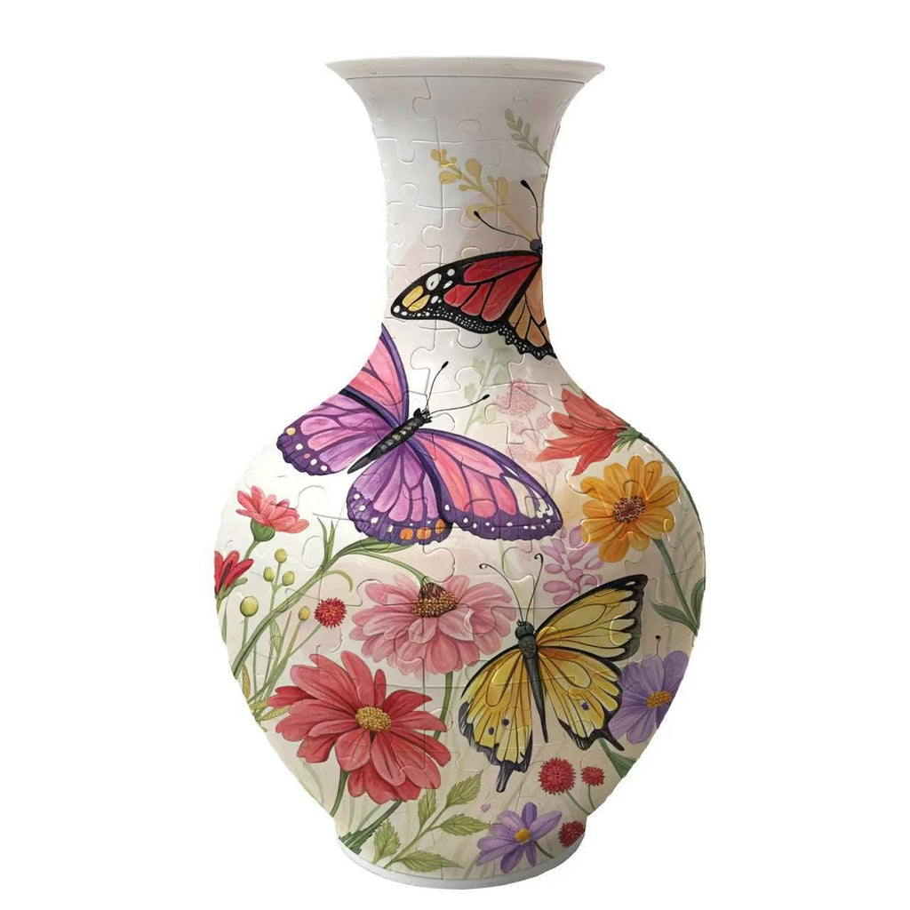 164-piece 3D puzzle vase with butterfly garden artwork