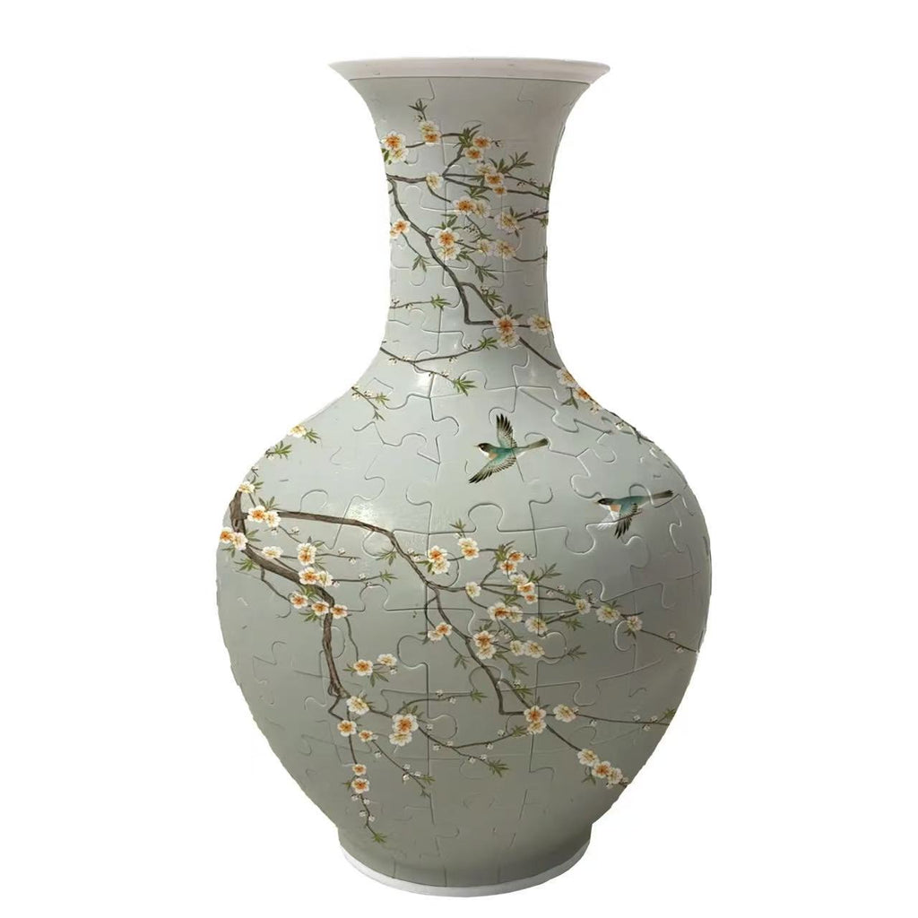 164-piece 3D puzzle vase with grey plum blossom artwork