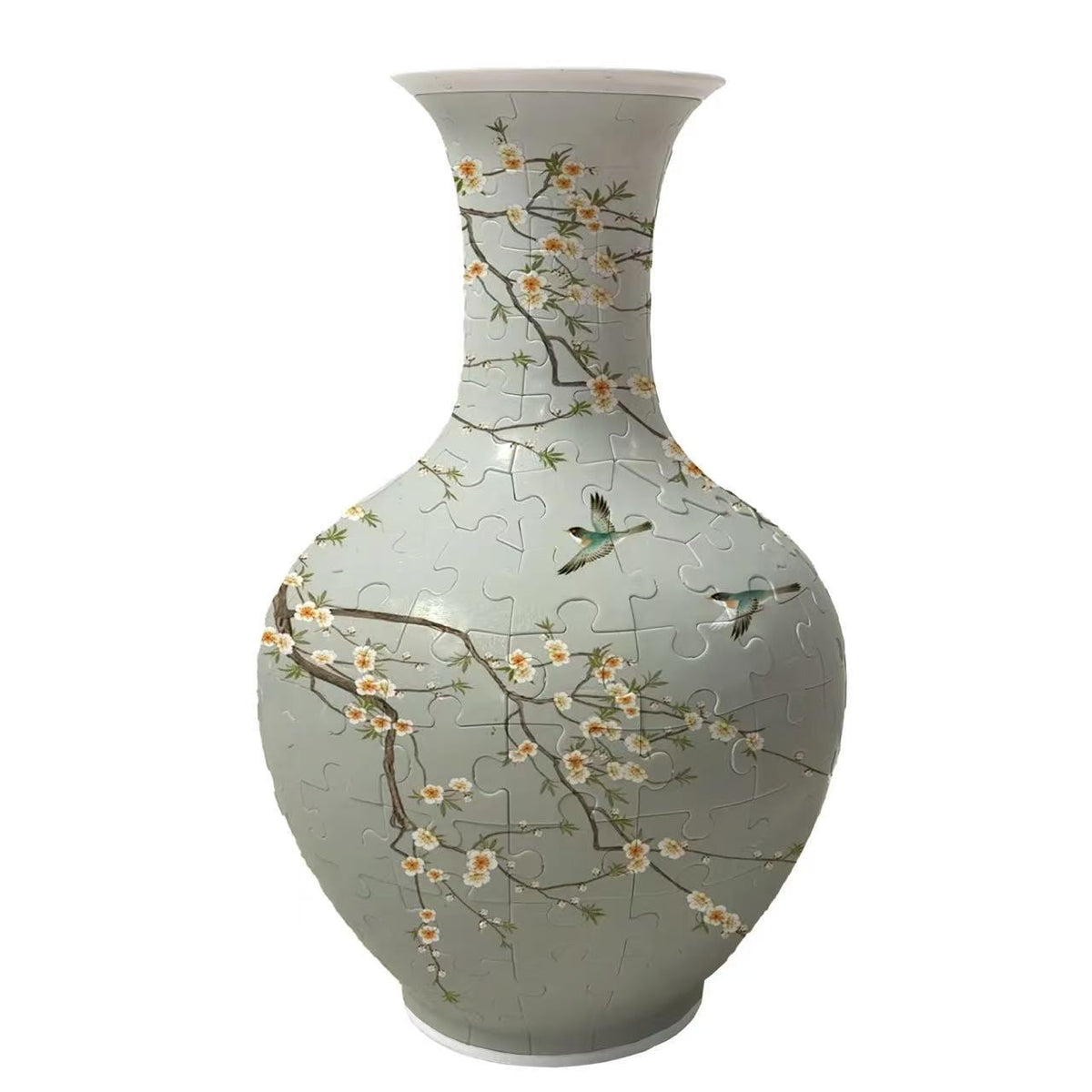 164-piece 3D puzzle vase with grey plum blossom artwork