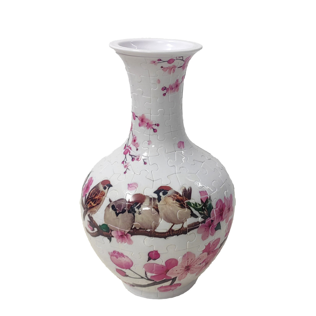 164-piece 3D puzzle vase with horses and pink blossom artwork