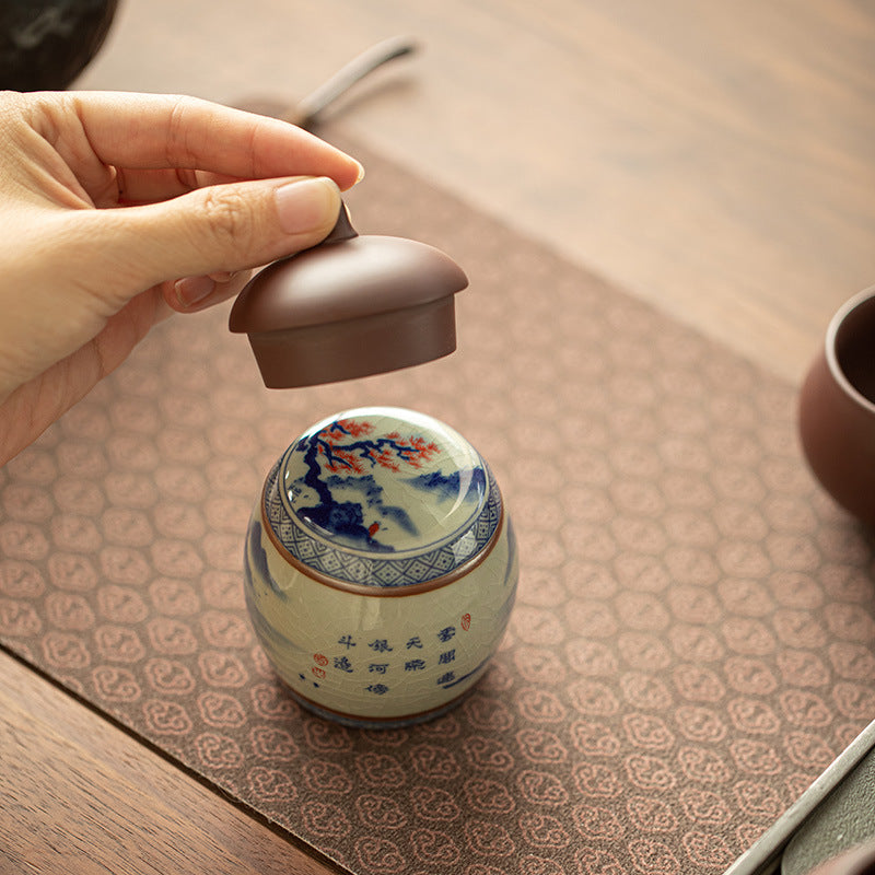 Authentic Jingdezhen Antique Blue & White Landscape Aged Clay Lid Rest & Coaster - Teaware Accessories