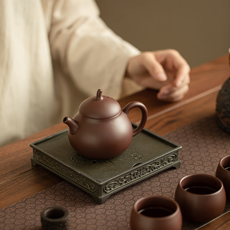 Authentic Aged Purple Clay Phoenix-Cry Eggplant-Melon Ceramic Teapot - 210ml Gongfu Teapot Gift Box