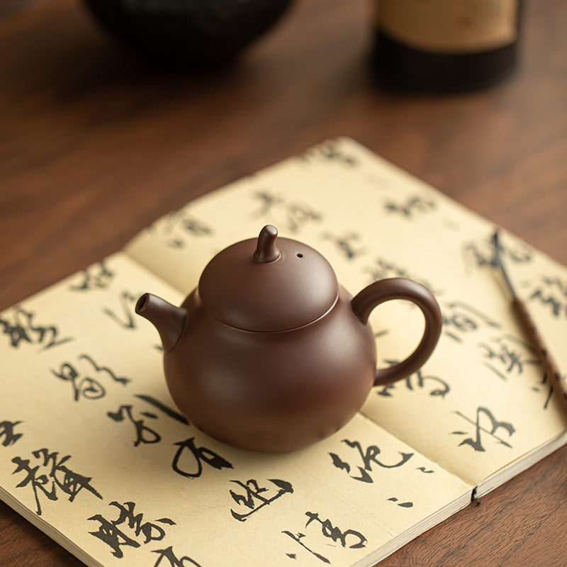 Authentic Aged Purple Clay Phoenix-Cry Eggplant-Melon Ceramic Teapot - 210ml Gongfu Teapot Gift Box