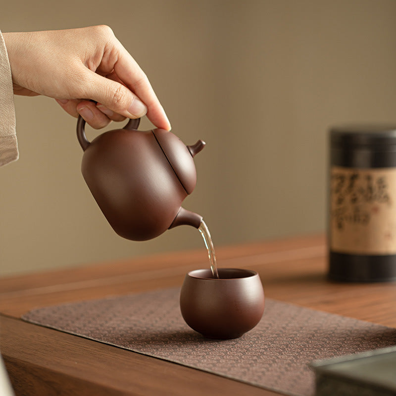Authentic Aged Purple Clay Phoenix-Cry Eggplant-Melon Ceramic Teapot - 210ml Gongfu Teapot Gift Box