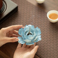 Authentic Jingdezhen Hand-Pinched Orchid Peony Ceramic Incense Holder Stand - Teaware Accessories