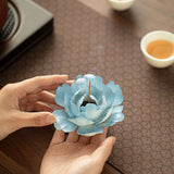 Authentic Jingdezhen Hand-Pinched Orchid Peony Ceramic Incense Holder Stand - Teaware Accessories