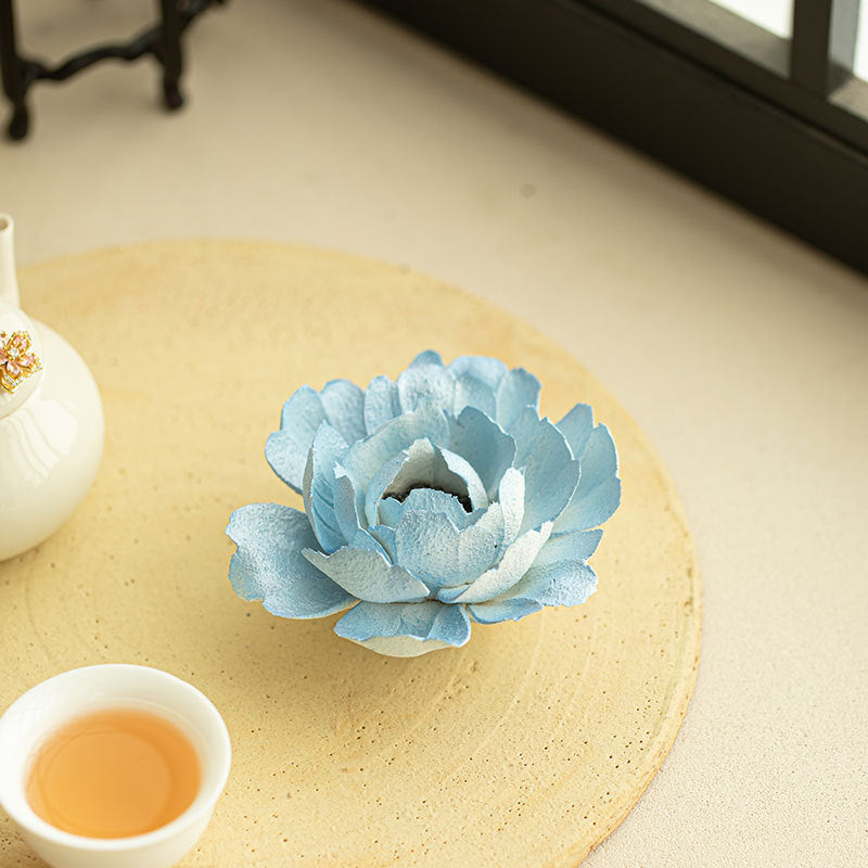 Authentic Jingdezhen Hand-Pinched Orchid Peony Ceramic Incense Holder Stand - Teaware Accessories