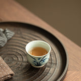 Authentic Jingdezhen Underglaze Hand-Painted Orchid Ceramic Master Teacup - 80ml Gongfu Cup