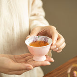 Authentic Rock Mineral White Mist Wisteria High-Stem Mallow-Mouth Teacup - 75ml Gongfu Master Cup