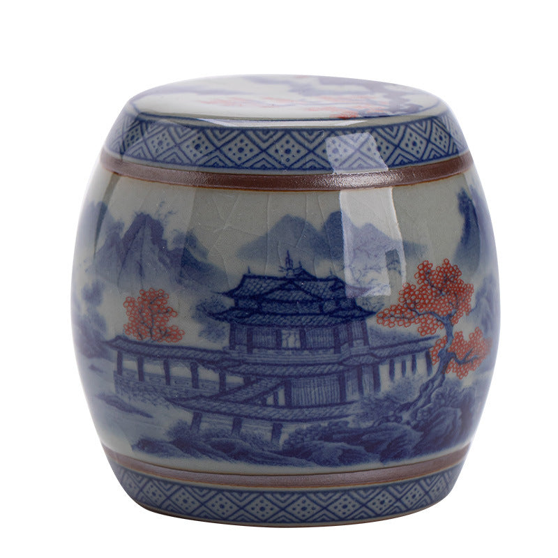 Authentic Jingdezhen Antique Blue & White Landscape Aged Clay Lid Rest & Coaster - Teaware Accessories