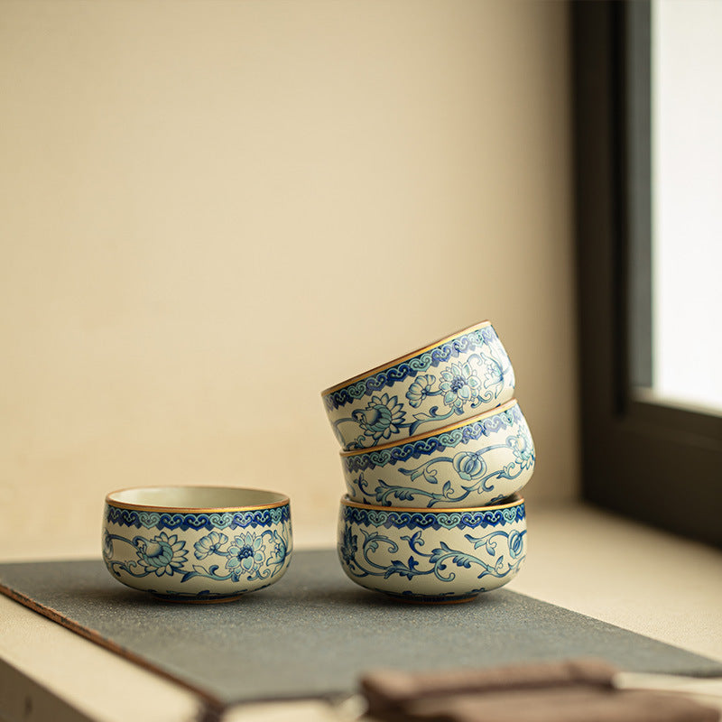 Authentic Jingdezhen Hand-Painted Underglaze Blue & White Meditation Chalice Master Teacup - 85ml Gongfu Teacup