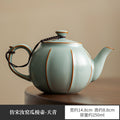 Handcrafted Dehua Ru Ware Bean-Yellow & Sky-Blue Celadon Crackle Large Teapot - 240ml Gongfu Teapot