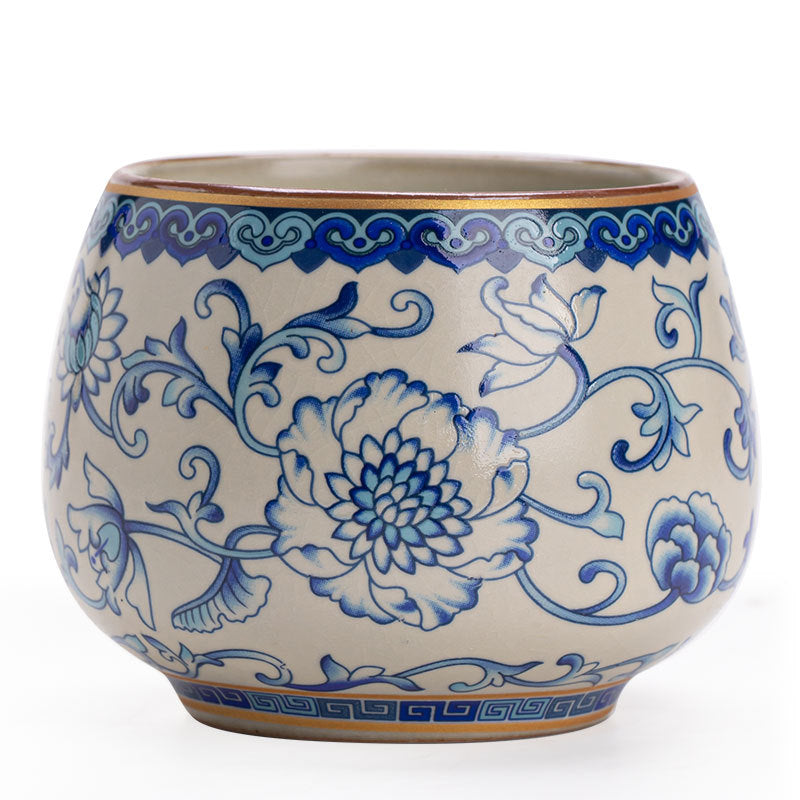 Authentic Jingdezhen Imperial Yellow Ru Ware Interlocking Lotus Crackle Master Teacup - 85ml Gongfu Teacup