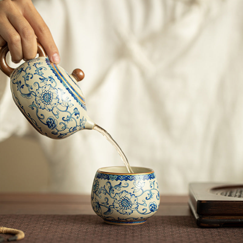 Authentic Jingdezhen Imperial Yellow Ru Ware Interlocking Lotus Crackle Master Teacup - 85ml Gongfu Teacup