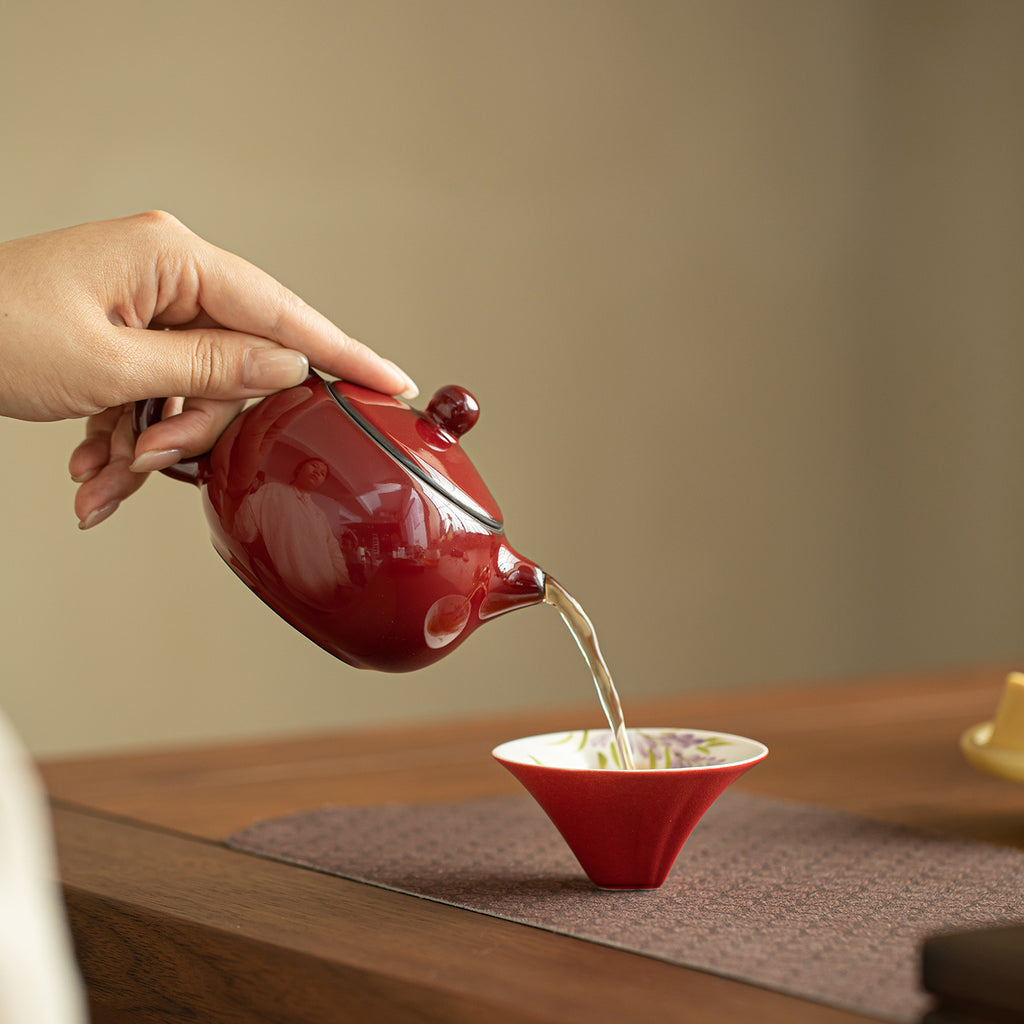 Handcrafted Original Ore Iron-Clay Palace Vermilion Red Xishi Teapot - 190ml Gongfu Teapot