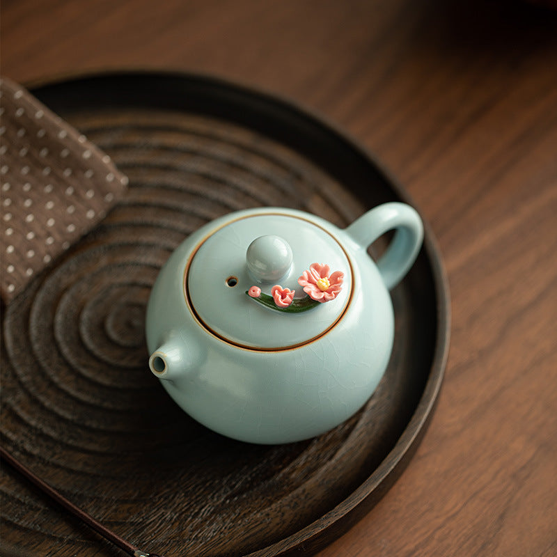 Authentic Song Ru Ware Sky Blue Celadon Living Crackle Xishi Teapot - 200ml Gongfu Teapot