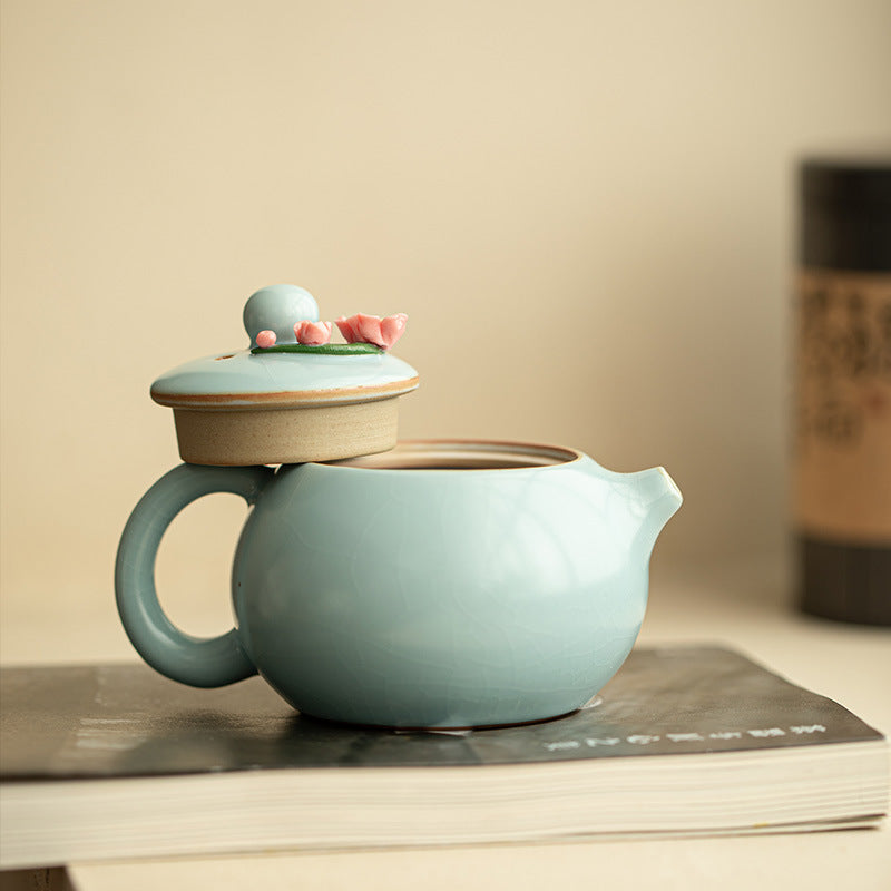 Authentic Song Ru Ware Sky Blue Celadon Living Crackle Xishi Teapot - 200ml Gongfu Teapot