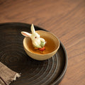 Authentic Jingdezhen Wood-Fired Chaishao Playful Moon Rabbit Coarse Stoneware Master Teacup - 85ml Gongfu Teacup