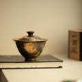 Authentic Jingdezhen Handcrafted Shino Ware 24K Gold-Gilded Two-Piece Gaiwan Tea Bowl - 160ml