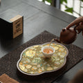 Neo-Chinese Myriad Flowers Gourd-Silhouette Waterproof Silk Brocade Dry-Brewing Tea Mat & Tray - 45cm Teaware Accessories