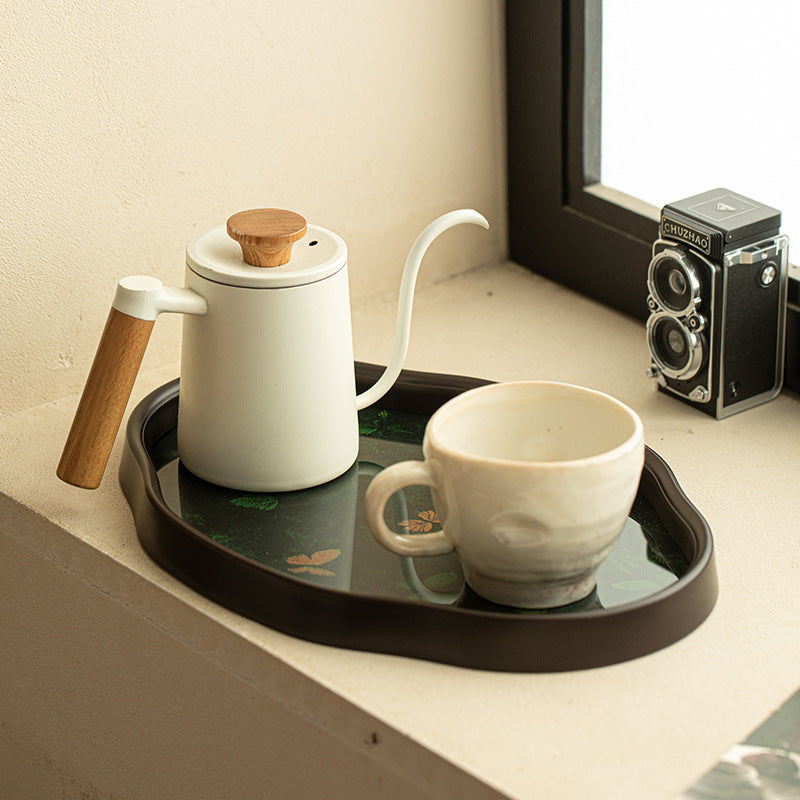 Neo-Chinese Begonia Flower Ceramic Water Storage Dry-Brewing Teaware Tray - 20cm Teaware Accessories
