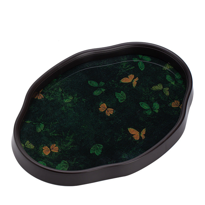 Neo-Chinese Begonia Flower Ceramic Water Storage Dry-Brewing Teaware Tray - 20cm Teaware Accessories