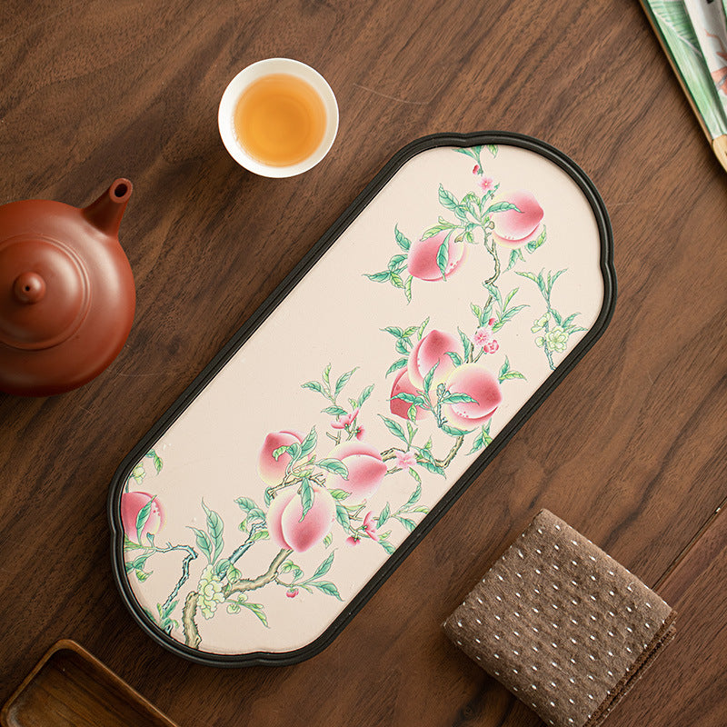 Authentic Jingdezhen Quick-Dry Absorbent Porcelain Teapot Bearing Dry-Brewing Tray - 18cm Teaware Accessories