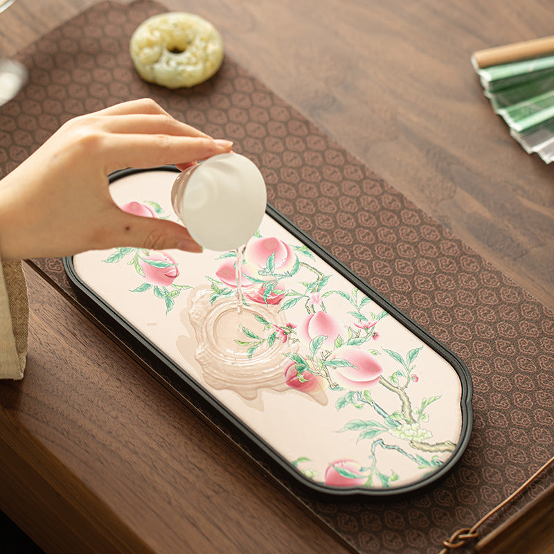 Authentic Jingdezhen Quick-Dry Absorbent Porcelain Teapot Bearing Dry-Brewing Tray - 18cm Teaware Accessories