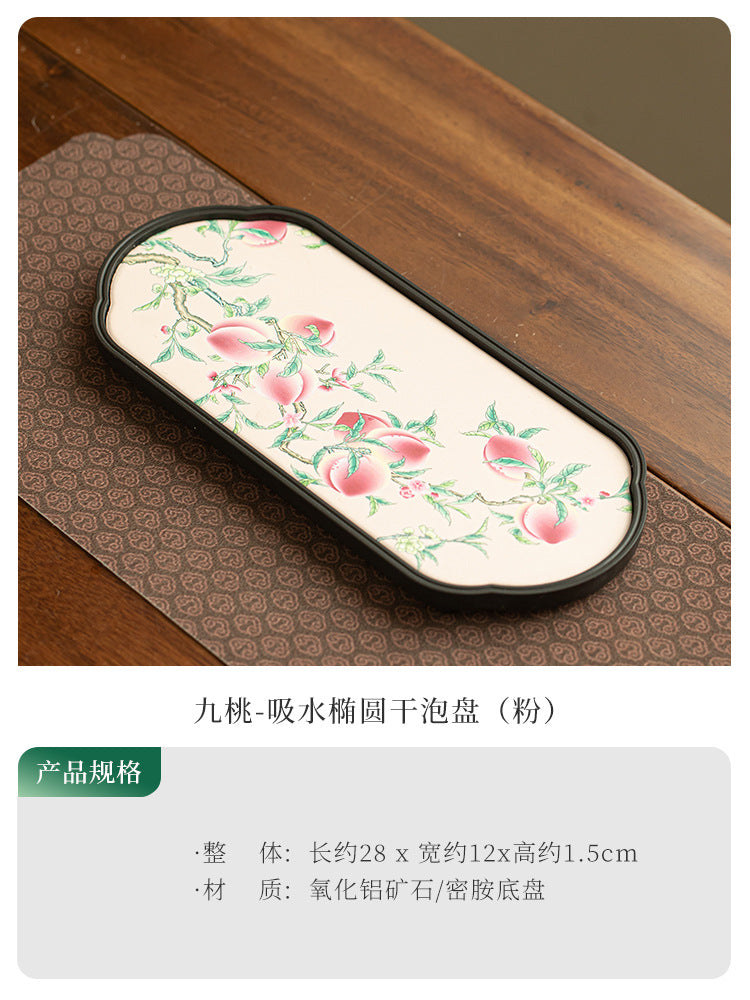 Authentic Jingdezhen Quick-Dry Absorbent Porcelain Teapot Bearing Dry-Brewing Tray - 18cm Teaware Accessories
